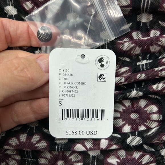 Free People Briella Short Sleeve Ruched Midi Dress Women's Sz S Black Combo NWT - Picture 8 of 12